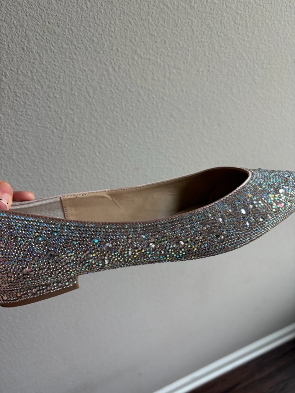 Betsey Johnson Nude Crystal-Embellished Ballet Flat